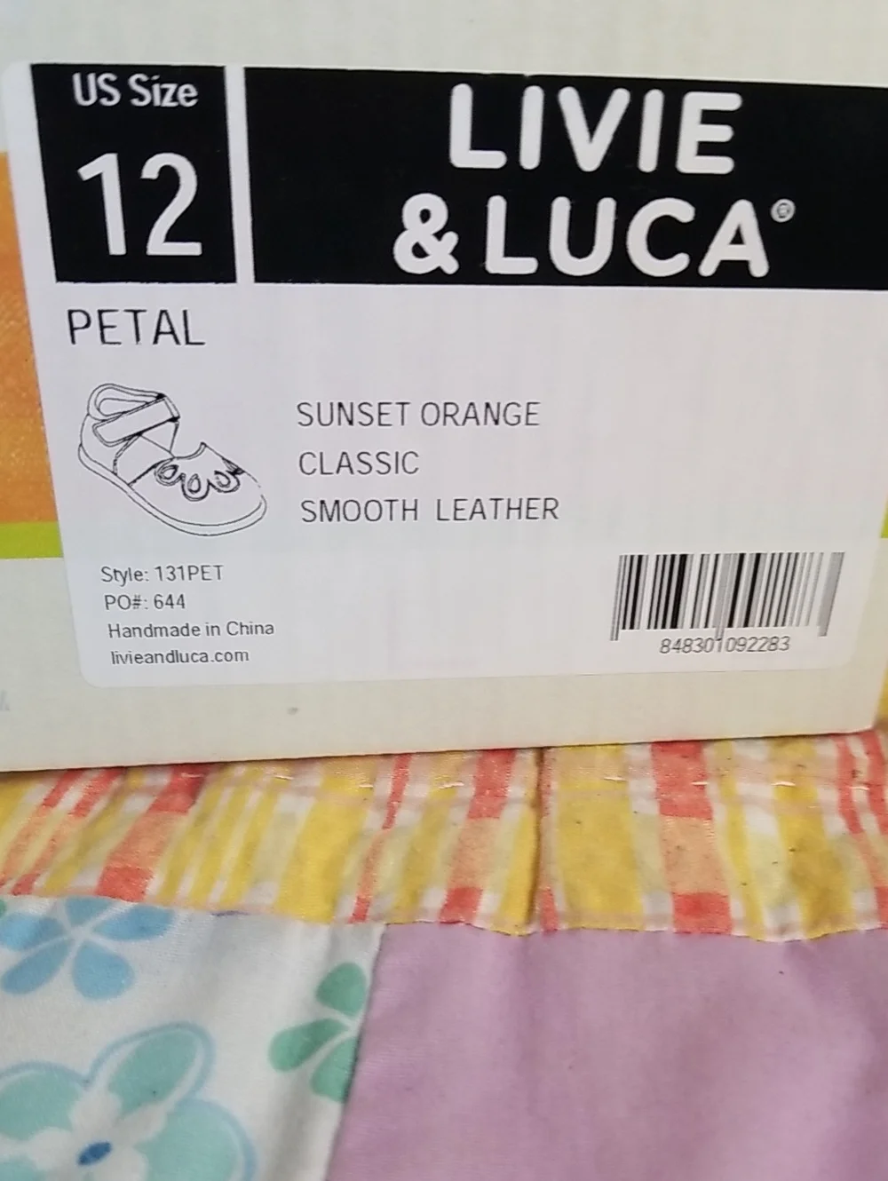 New Livie & Luca Matilda Jane Sunset Orange & Purple Leather Petals Size 12 NIB